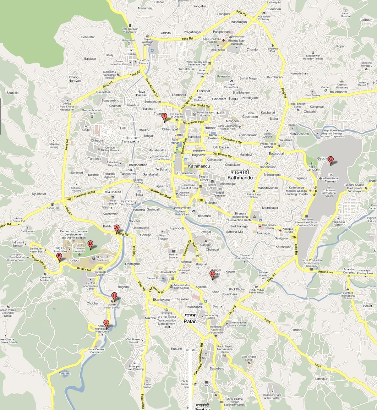 ನಕ್ಷೆ ಕೆಟಿಎಂ ನೇಪಾಳ