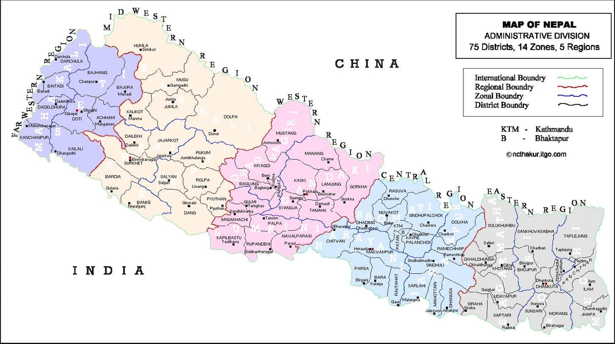 ನಕ್ಷೆ ನೇಪಾಳ 75 ಜಿಲ್ಲೆ