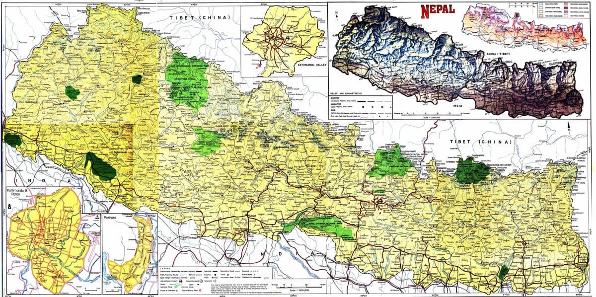 ರಸ್ತೆ ನಕ್ಷೆ ನೇಪಾಳ ಅಂತರ