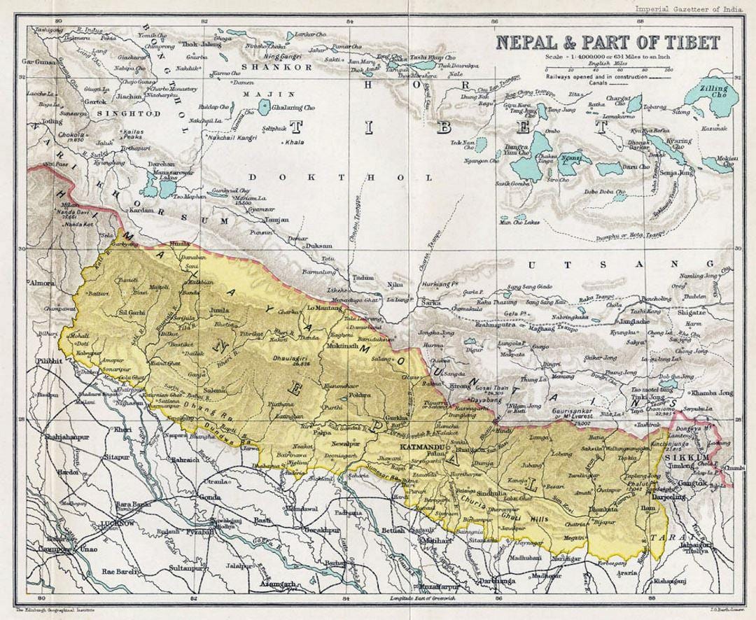 ನೇಪಾಳ, ಹಳೆಯ ನಕ್ಷೆ