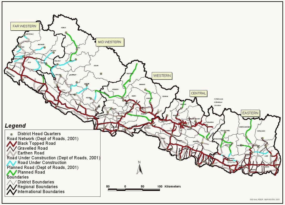 ನೇಪಾಳ ನಕ್ಷೆ ಹೆದ್ದಾರಿ