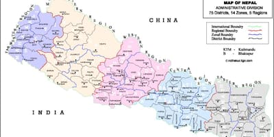 ನೇಪಾಳ 75 ಜಿಲ್ಲೆಯ ನಕ್ಷೆ